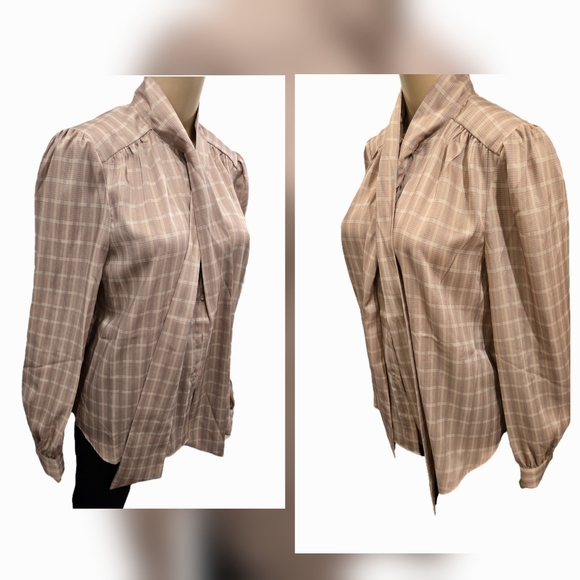 Mare Mare X Anthropologie Plaid Tie Collar Blouse Size M - Picture 5 of 6